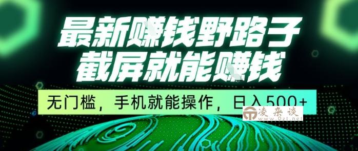 最新野路子截屏就能挣钱，无门槛，手机就能操作，日入5张【揭秘】-凌杂谈