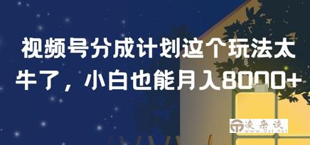 视频号分成计划这个玩法太牛了，小白也能月入8k+-凌杂谈