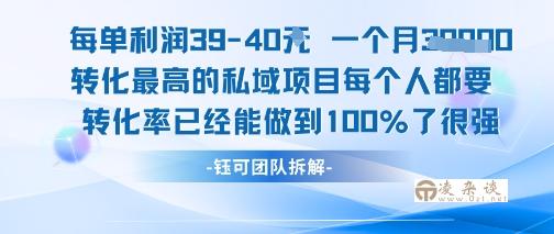 每单利润40一个月7k+转化最高的私域项目，每个人都要的产品转化率已经能做到100%-凌杂谈
