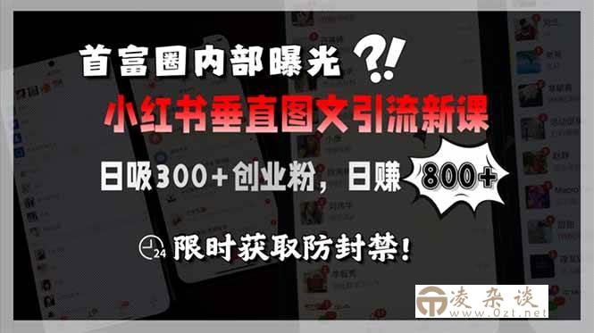 （15313期）首富圈内部曝光小红书垂直图文引流新课，日吸300+创业粉，日赚800+，限…-凌杂谈