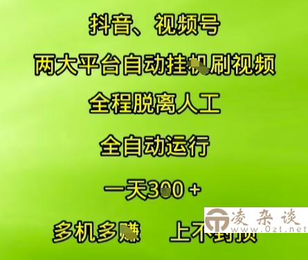 抖音视频号两大平台自动运行，全程脱离人工，自动获取收益，一天3张+，多机多挣，上不封顶【揭秘】-凌杂谈