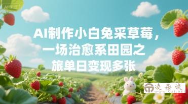 AI制作小白兔采草莓，一场治愈系田园之旅单日变现多张-凌杂谈
