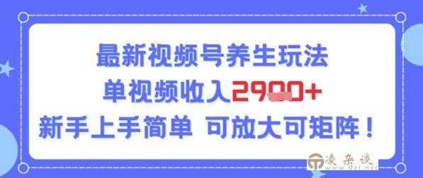 视频号养生玩法，单视频收入2.9k，新手上手简单-凌杂谈